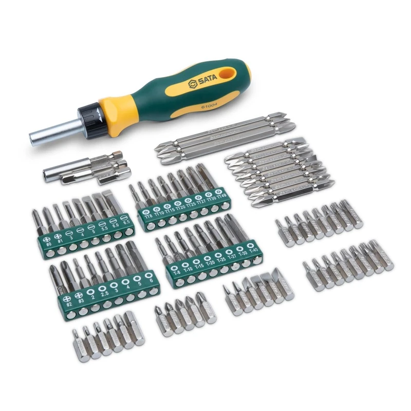 SATA ST09326SJ 80-Piece Universal Ratcheting Bit Driver Set with Soft-Grip Handle and Chrome Vanadium Steel Body - Image 1