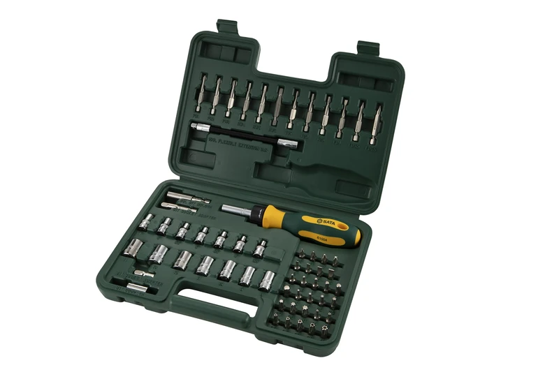 SATA ST09324SJ 60-Piece Ratcheting Bit Driver Set with 1/4" Drive 6-Point Sockets and Durable Chrome Vanadium Steel Body