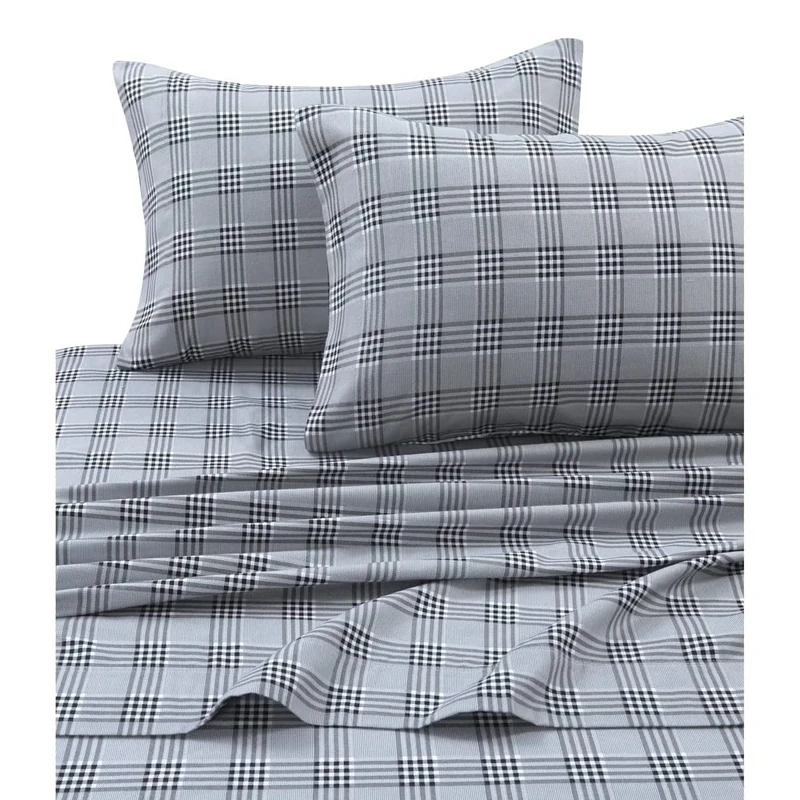 Tribeca Living 100% Cotton Flannel Sheet Set - Deep Pocket, 170-GSM, Ultra Soft & Cozy Bedding for Winter, Queen, Savannah Plaid