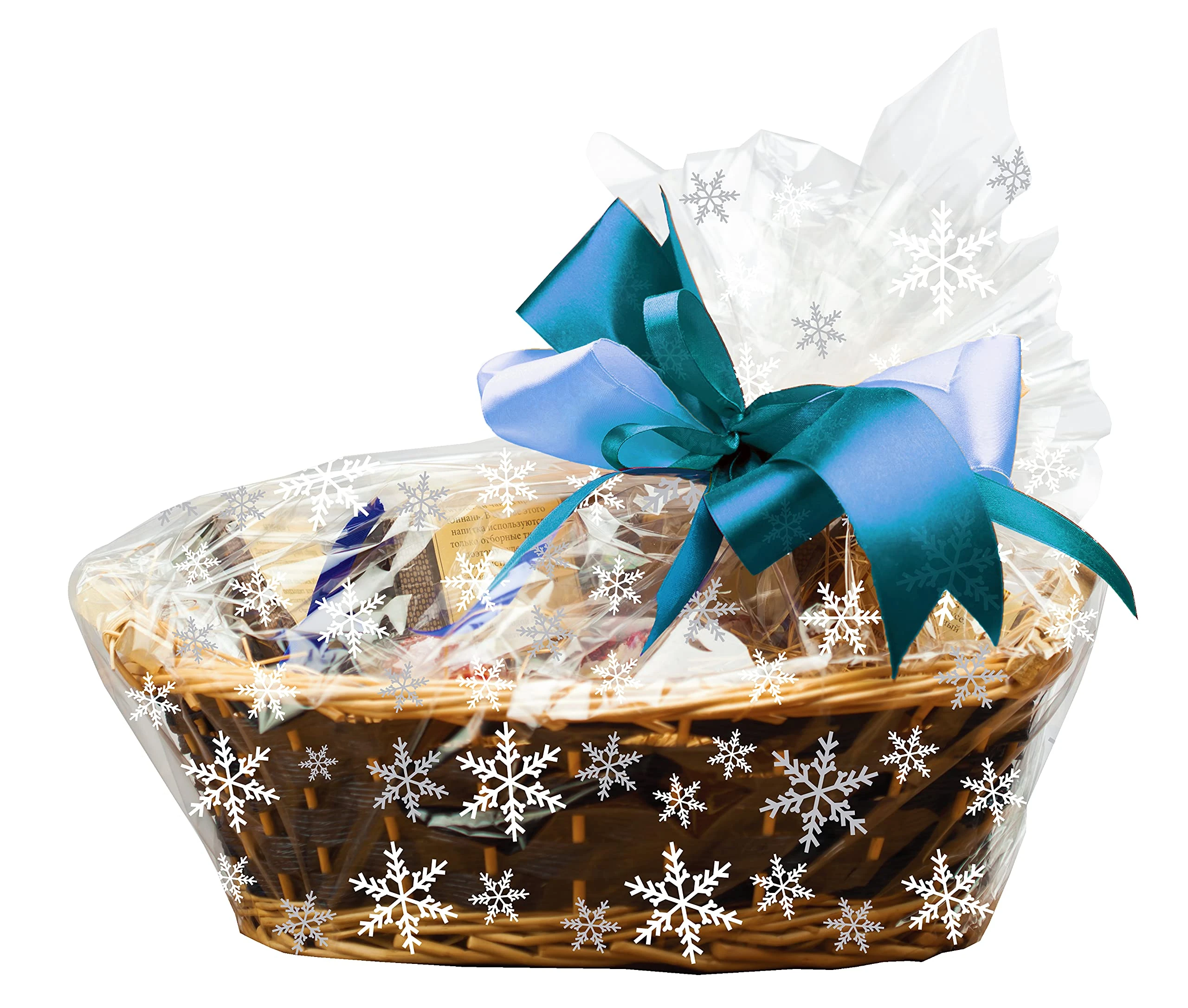 Anniversary House 6 pieces Silver Snowflake BOPP Gift Basket Cellophane Bags, 41 x 46 CM, Including Twist Ties, M550