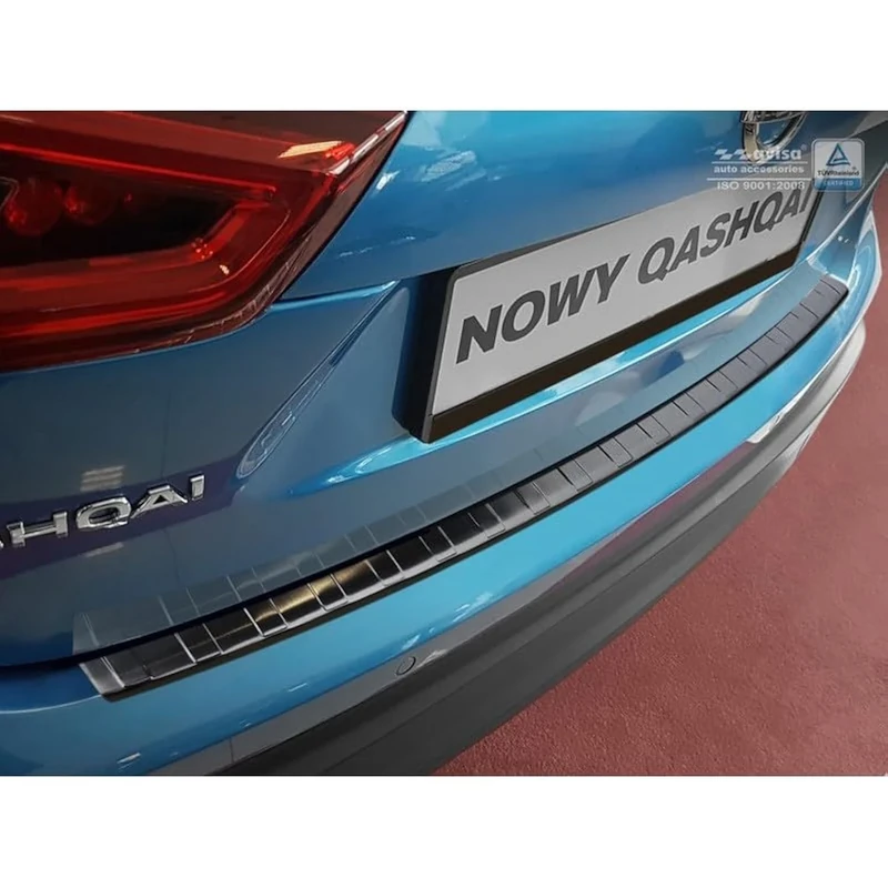 AutoStyle 2/45135 rear door sill protector Stainless Steel Qashqai II Facelift 2017- 'Ribs', Black