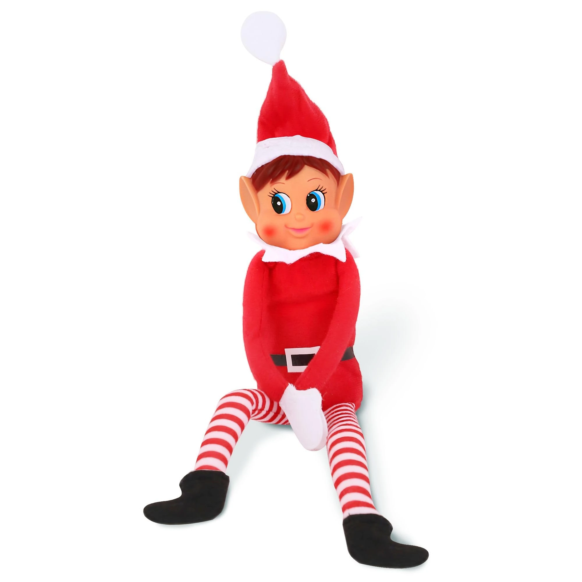 Charming Red Long Leg Soft Body Vinylface Girl Elf with Hat - 30 cm (1 Pc.) - Premium Quality Plush Toy - Perfect For Holiday Decor & Gift-giving
