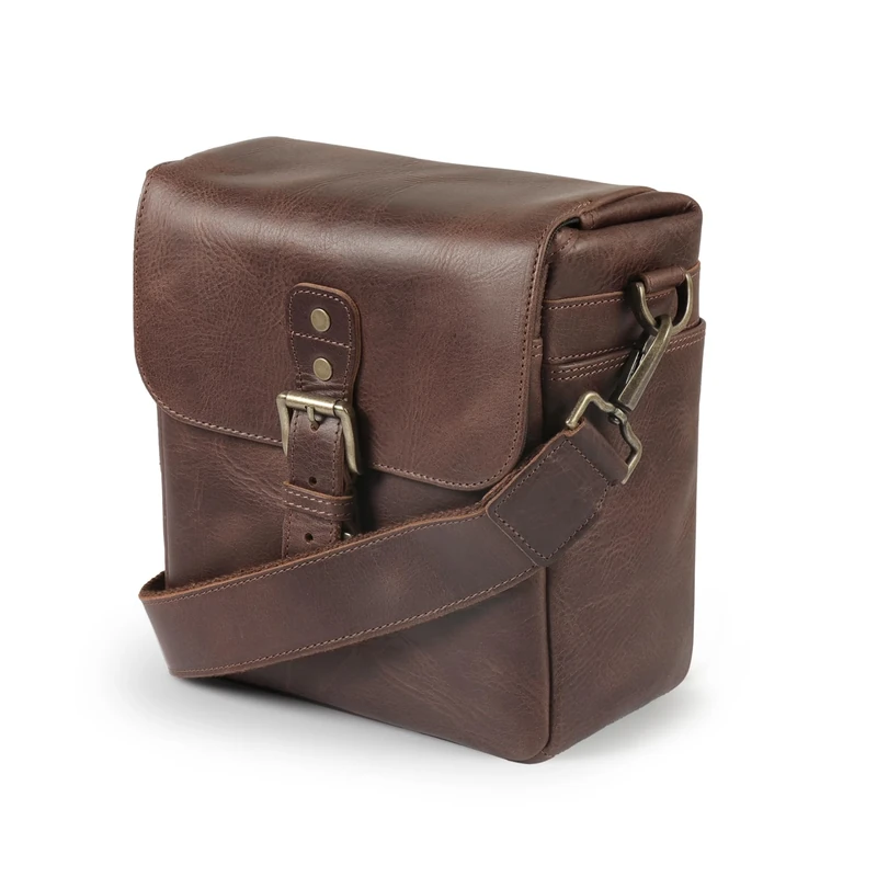 MegaGear MG1329 Torres Mini Genuine Leather Camera Messenger Bag for Mirrorless, Instant and DSLR Cameras, Brown