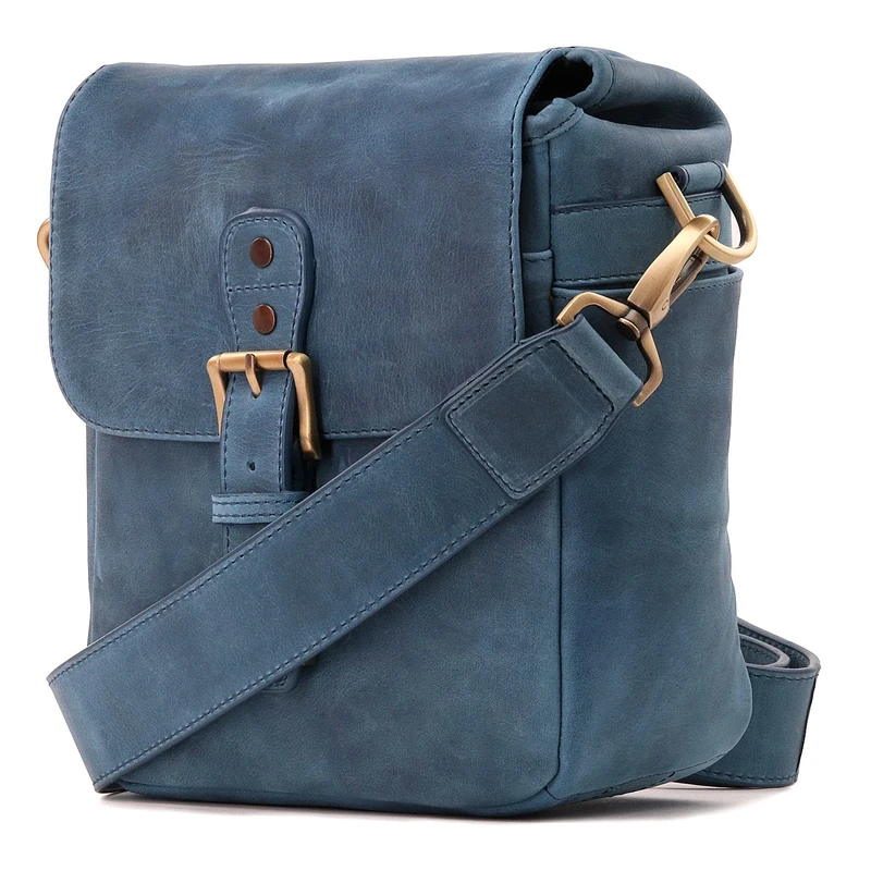 MegaGear MG1330 Torres Mini Genuine Leather Camera Messenger Bag for Mirrorless, Instant and DSLR Cameras,Blue