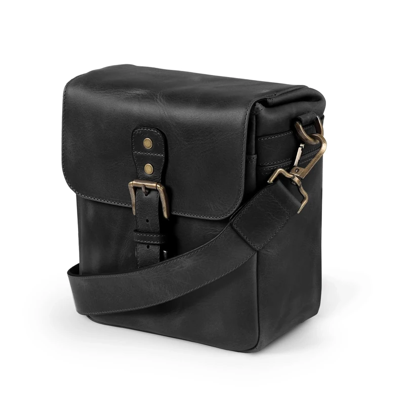 MegaGear Torres Mini Genuine Leather Camera Messenger Bag for Mirrorless, Instant and DSLR Cameras, Black MG1328