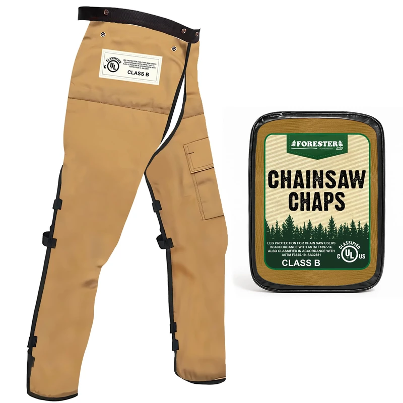 FORESTER Chainsaw Safety Chaps (Regular 37", Brown), Brown, Regular 37"