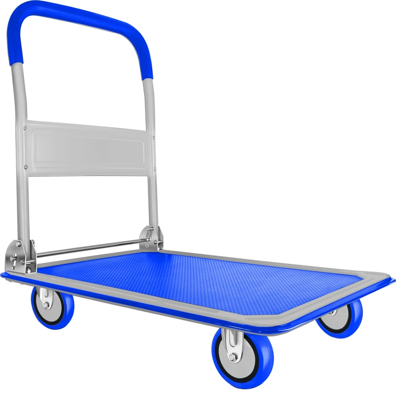 Wellmax Push Cart Dolly by, Moving Platform Hand Truck, Foldable for Easy Storage and 360 Degree Swivel Wheels with 330lb Weight Capacity, Blue Color