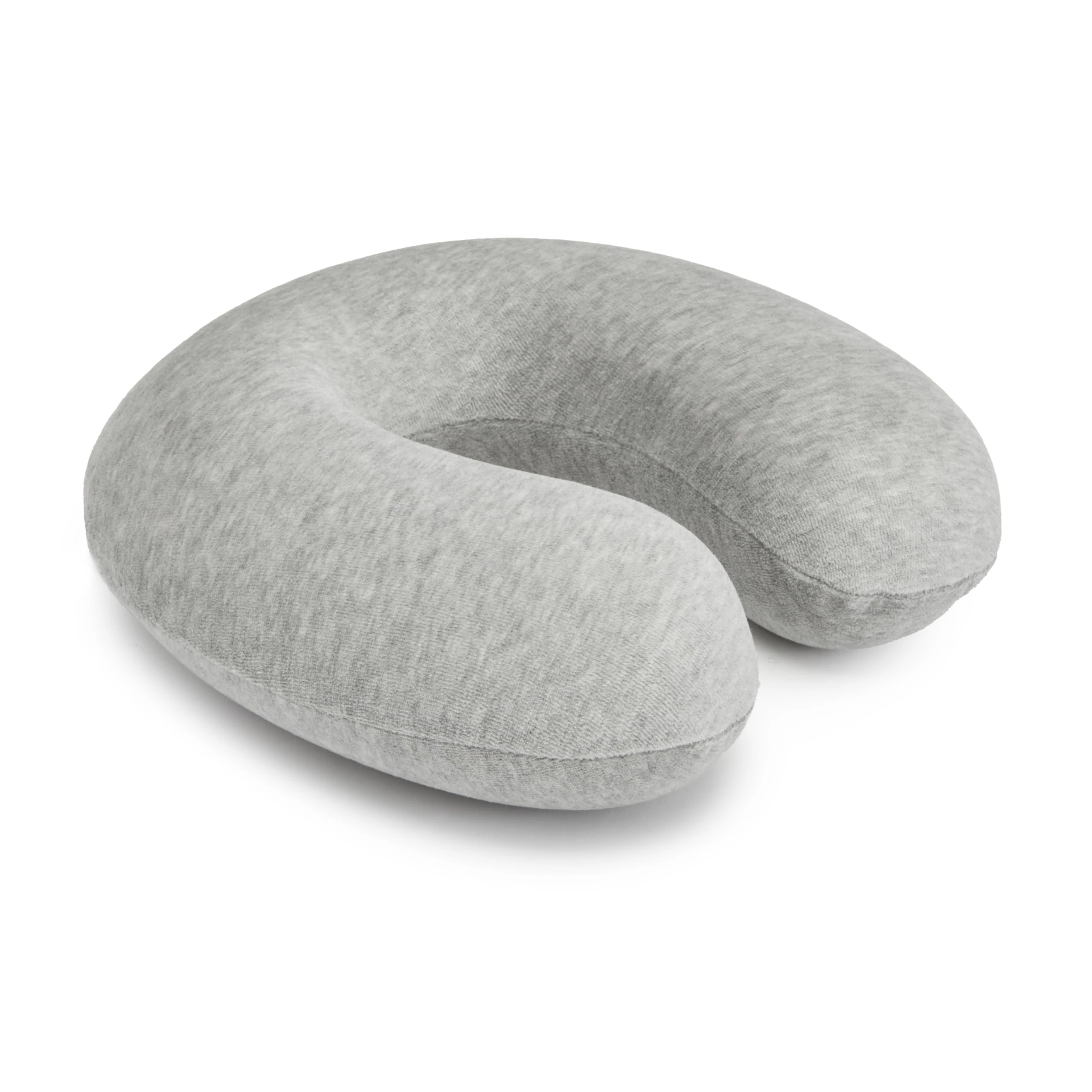 Amazon Basics Semicircular Memory Foam Travel Neck Pillow with Removable Cover and Elastic Carrying Strap, 30.5 x 30.5 x 9.6 cm, Grey