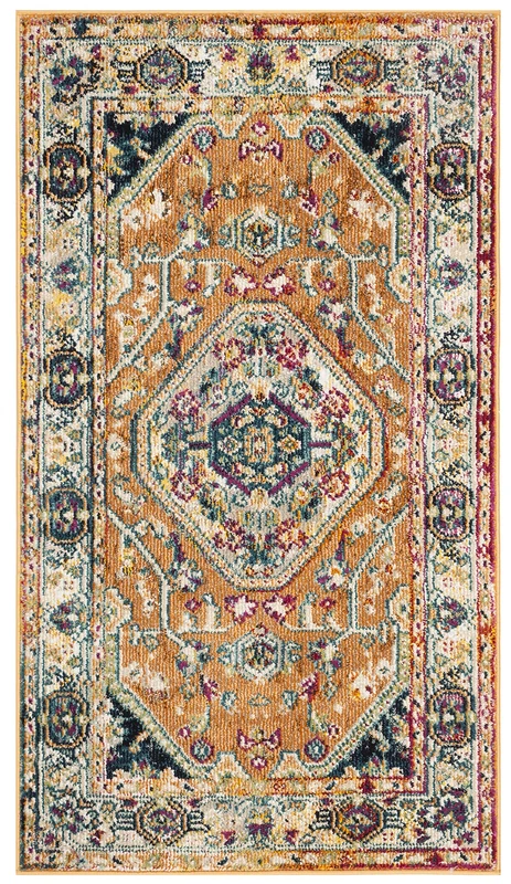 SAFAVIEH Vibrant Rug for Living Room, Dining Room, Bedroom - Savannah Collection, Short Pile, in Orange and Multi, 122 X 183 cm