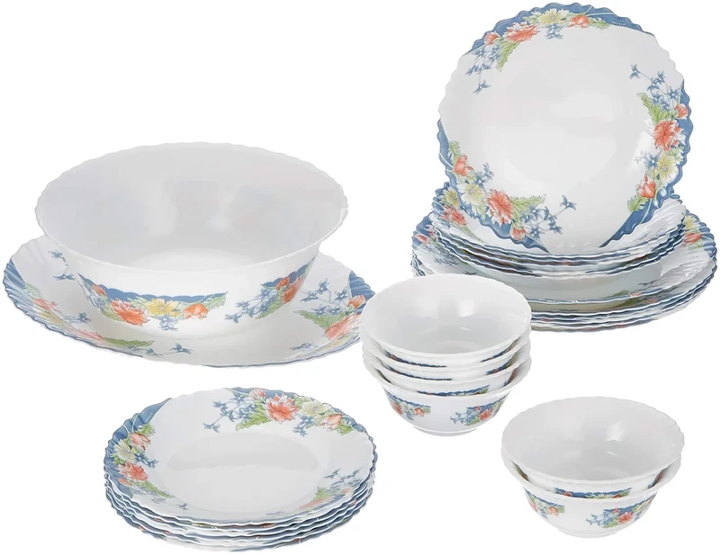 Dajar Florine Dinner Set, 26 Pieces. Arcopal, White, red, Blue, Yellow, 37 x 29 x 32 cm