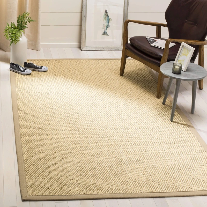 Safavieh Natural Fiber Rug for Living Room, Dining Room, Bedroom - Natural Fiber Collection, Short Pile, in Beige, 91 x 152 cm