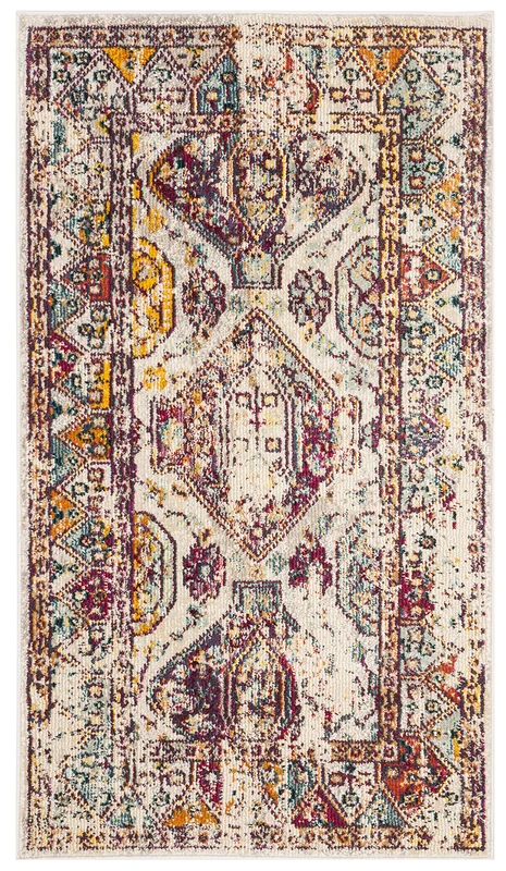 Safavieh Vibrant Indoor Woven Rectangle Area Rug, Savannah Collection, SVH625, in Grey / Multi, 91 X 152 cm for Living Room, Bedroom or Any Indoor Space