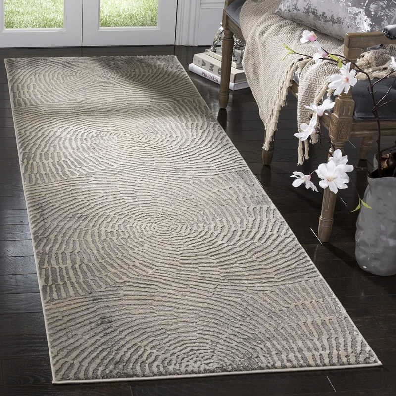 Safavieh Modern Rug for Living Room, Dining Room, Bedroom - Meadow Collection, Short Pile, in Taupe, 62 x 240 cm