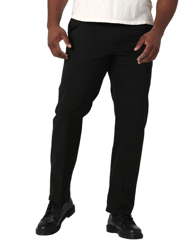 Lee Men's Big & Tall Extreme Motion Flat Front Regular Straight Pant, Black, 44W x 29L