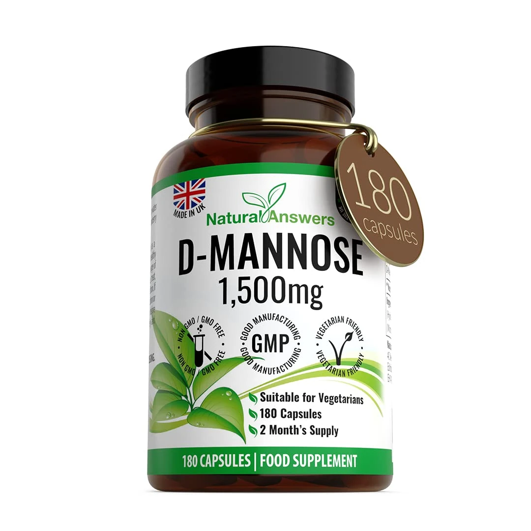 D-Mannose 180 Capsules - Max Strength 1500mg per Serving - Precision DMannose - Vegetarian Capsules not Tablets or Pills, Made in The UK (180 Count (Pack of 1))