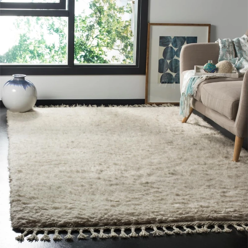 Safavieh Moroccan Indoor Hand Tufted Rectangle Area Rug, Casablanca Collection, CSB150, in Taupe, 122 X 183 cm for Living Room, Bedroom or Any Indoor Space - Image 1