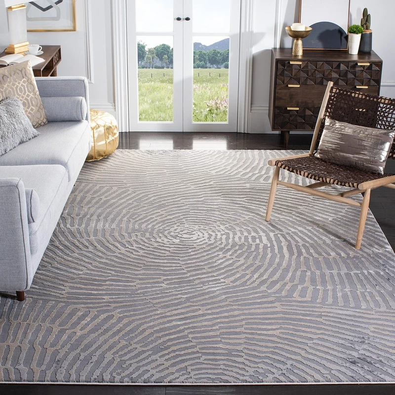 Safavieh Modern Rug for Living Room, Dining Room, Bedroom - Meadow Collection, Short Pile, in Taupe, 240 x 300 cm
