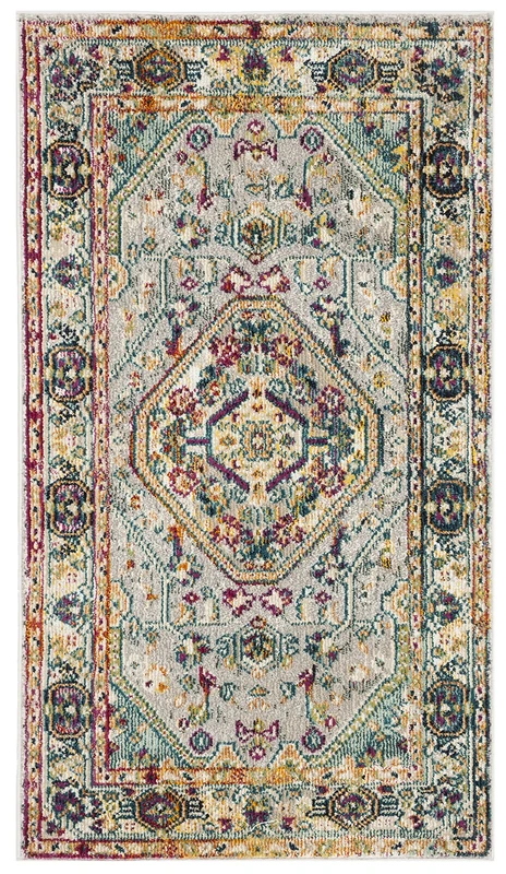Safavieh Vibrant Indoor Woven Rectangle Area Rug, Savannah Collection, SVH684, in Grey / Multi, 122 X 183 cm for Living Room, Bedroom or Any Indoor Space