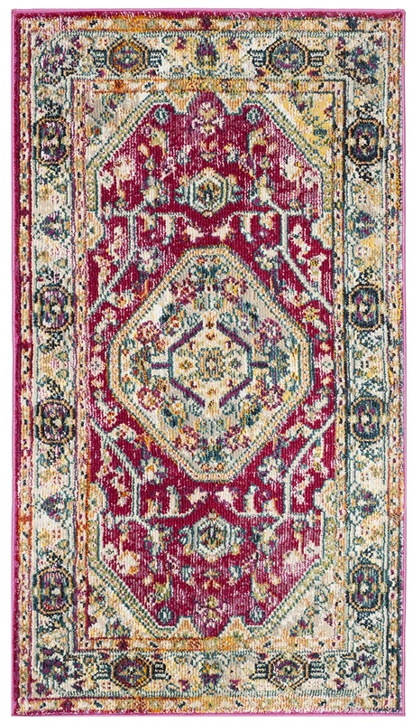 SAFAVIEH Vibrant Rug for Living Room, Dining Room, Bedroom - Savannah Collection, Short Pile, in Violet and Multi, 91 X 152 cm