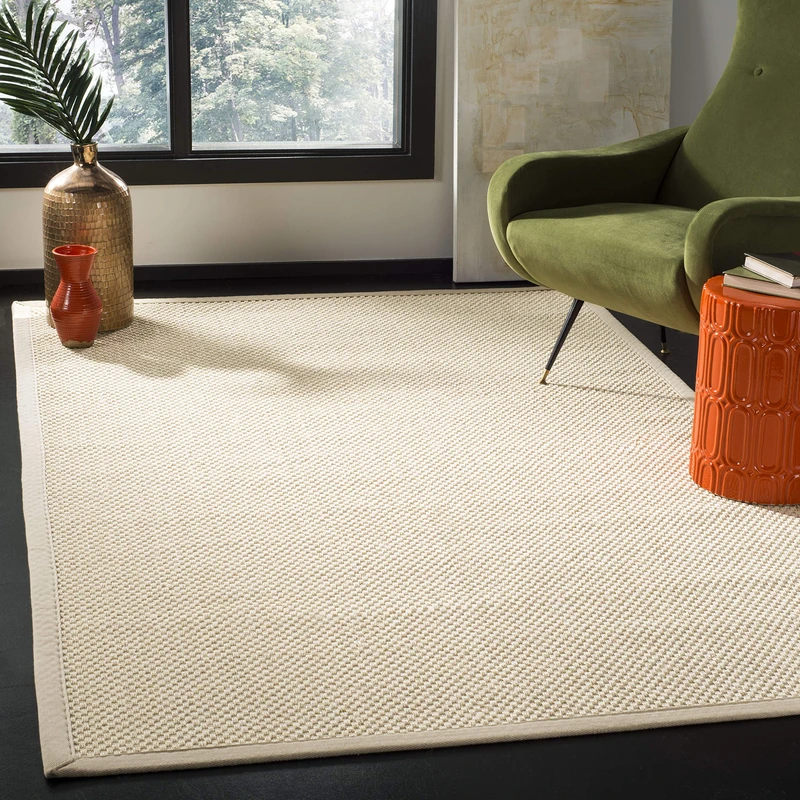 Safavieh Natural Fiber Rug for Living Room, Dining Room, Bedroom - Natural Fiber Collection, Short Pile, in Ivory, 91 x 152 cm