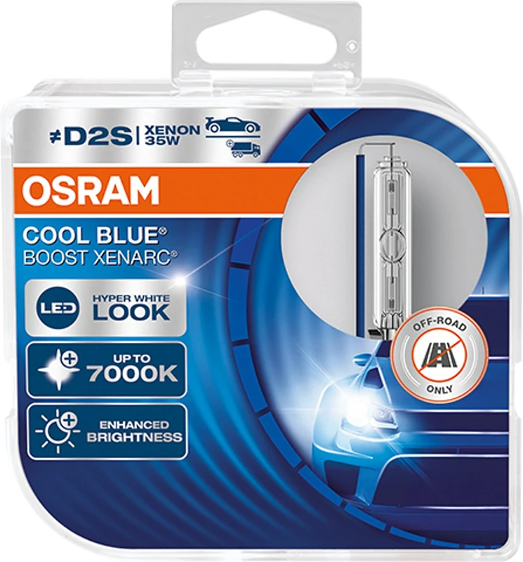 OSRAM XENARC® Cool Blue Boost, D2S, Xenon Headlight Lamps, 7000K, Duo Box, offroad use only