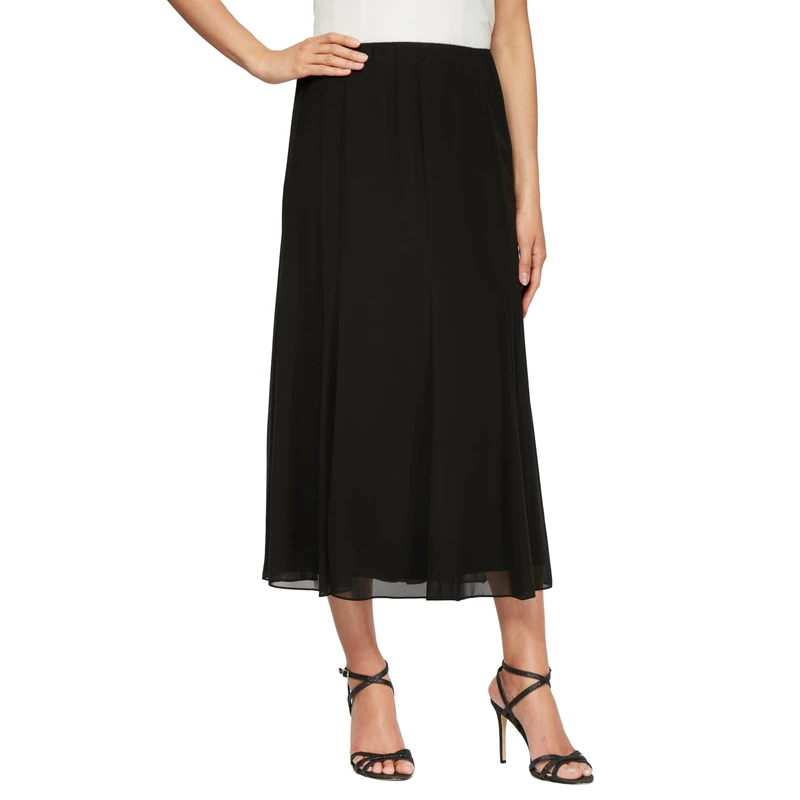 Alex Evenings Women's Tea Length Dress Skirt (Petite Regular Plus Sizes), Black, Small