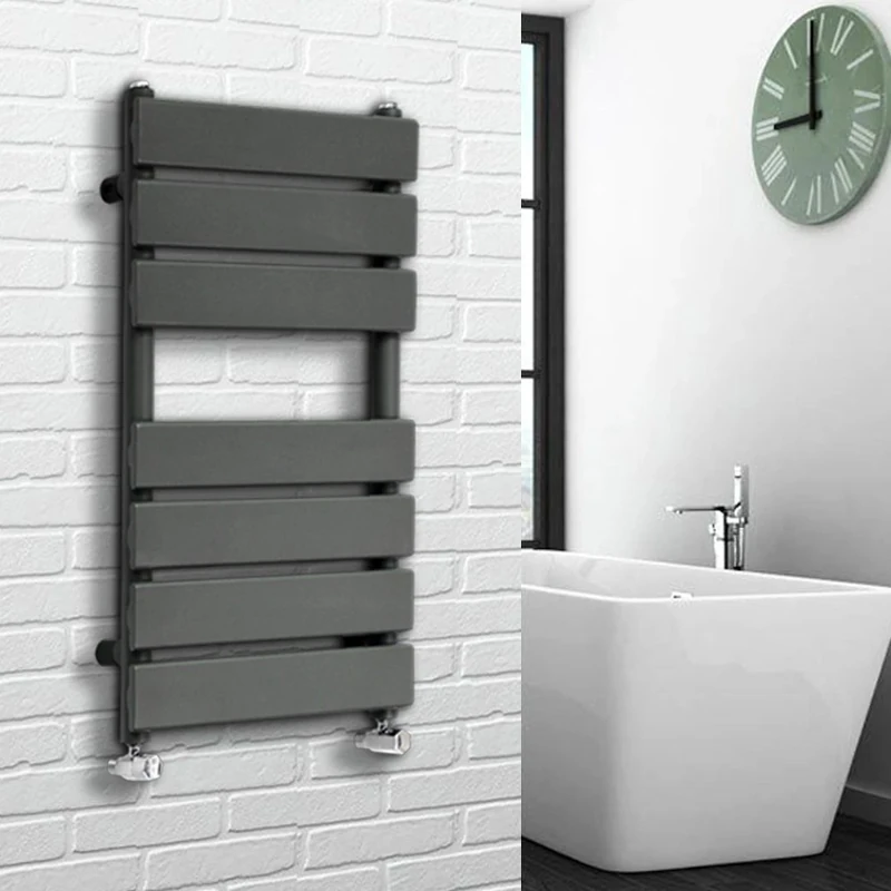 NRG 650 x 400 mm Anthracite Bathroom Flat Panel Heated Towel Rail Ladder Radiator Central Heating Towel Warmer + One Pair of Free Angle Valves
