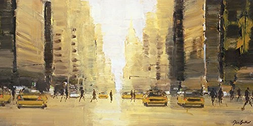 The Art Group "Jon Barker Morning Glow Manhattan Canvas Print, Multi-Colour, 50 x 100 x 1.3 cm