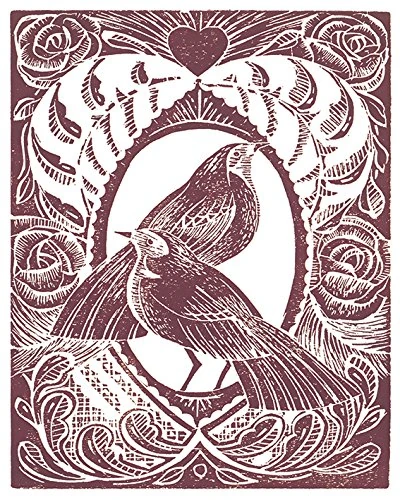 The Art Group "Amanda Colville Love Birds Canvas Print, Multi-Colour, 40 x 50 x 1.3 cm