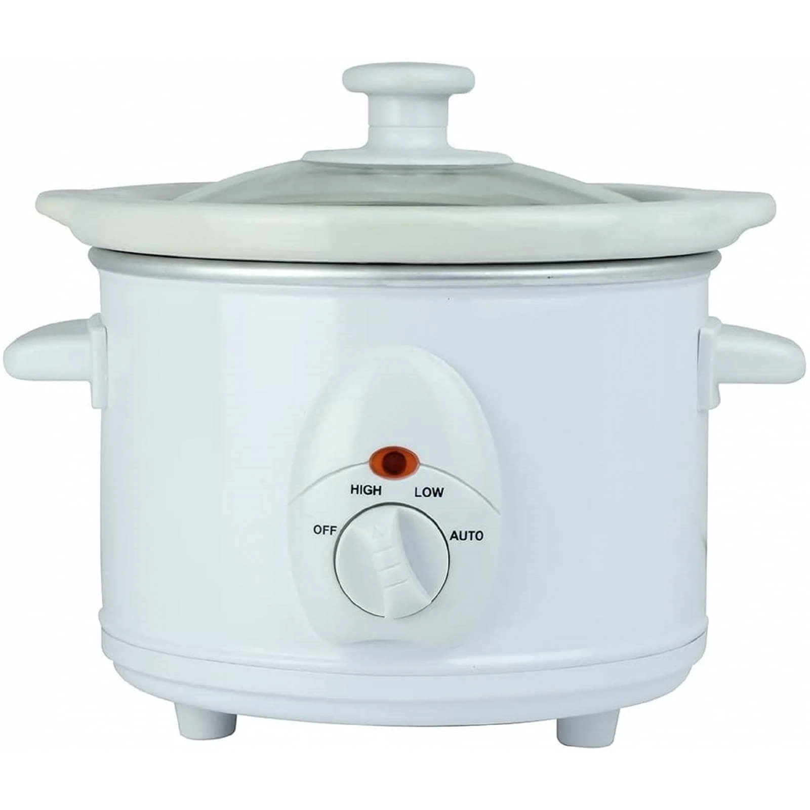 STATUS Austin Round Slow Cooker – 1.5 Litre, 120 W, White, Two Heat Settings, Removable Non‑Stick Ceramic Bowl (AUSTIN1PKB4)