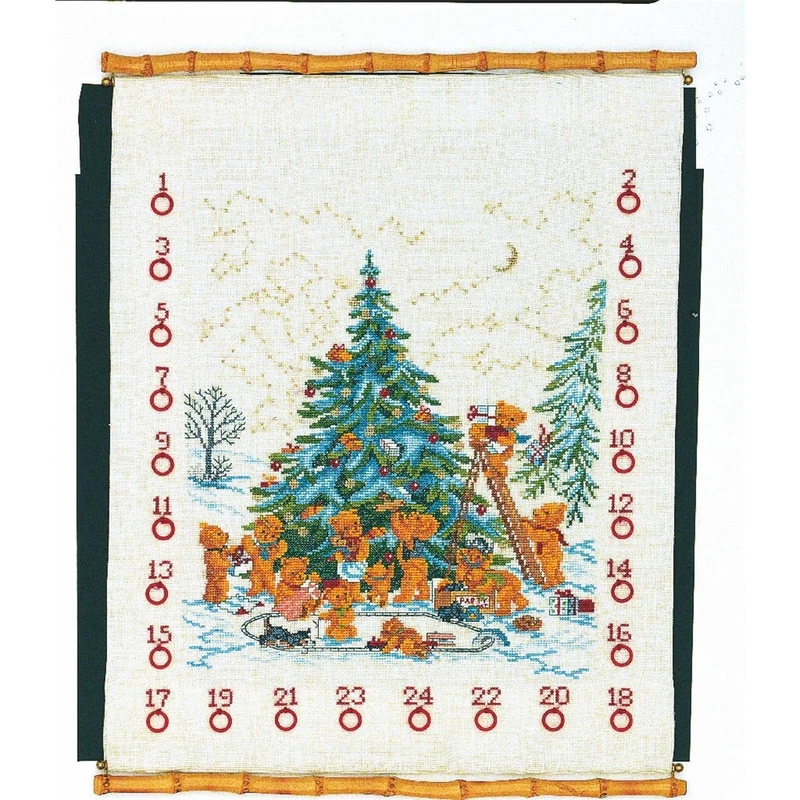 Eva Rosenstand Counted Bears Wall Hanging Cross Stitch Kit Advent Calendar