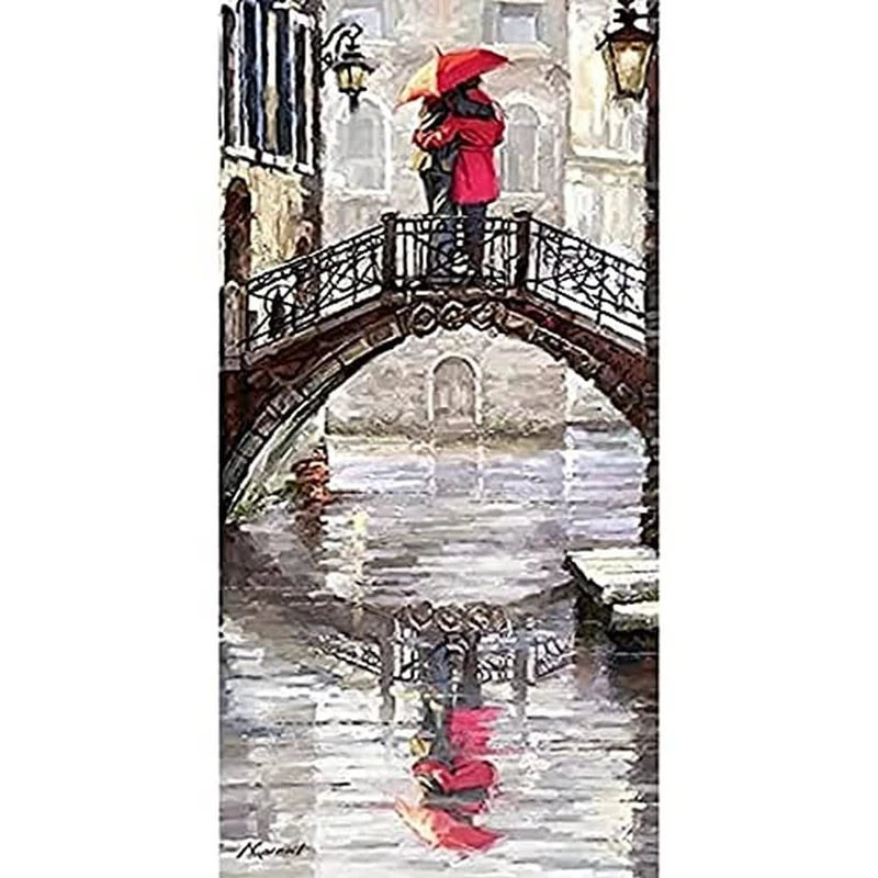 The Art Group "Richard Macneil Canal Bridge Canvas Print, Multi-Colour, 50 x 100 x 1.3 cm