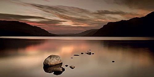 The Art Group "Ian Winstanley Ullswater Rocks Canvas Print, Multi-Colour, 50 x 100 x 1.3 cm