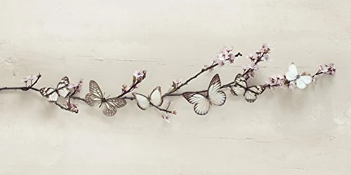 The Art Group "Ian Winstanley Butterflies On Blossom Canvas Print, Multi-Colour, 50 x 100 x 1.3 cm