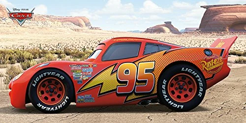 Pyramid International "Cars Lightning Mcqueen Sideshot Canvas Print, Multi-Colour, 50 x 100 x 1.3 cm