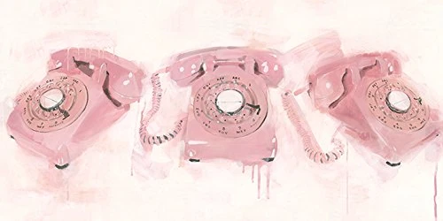 The Art Group "James Paterson Pink Telephones Canvas Print, Multi-Colour, 50 x 100 x 1.3 cm