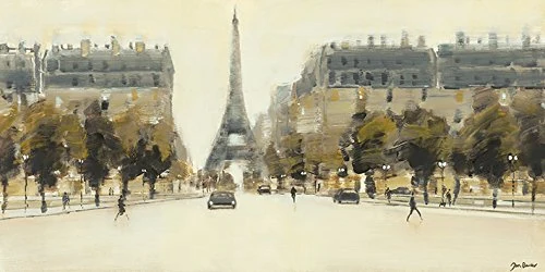 The Art Group "Jon Barker Eiffel Tower Boulevard Canvas Print, Multi-Colour, 50 x 100 x 1.3 cm