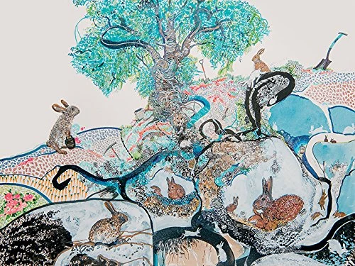 The Art Group "Kathryn McGovern Bunnies and Burrows Canvas Print, Cotton, Multi-Colour, 1.80 x 30.00 x 40.00 cm