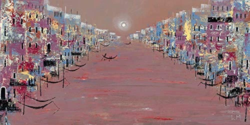 The Art Group "Lee McCarthy Sunset Venice Canvas Print, Multi-Colour, 50 x 100 x 1.3 cm