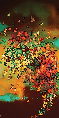 The Art Group "Lily Greenwood Butterflies On Burnt Umber Canvas Print, Multi-Colour, 50 x 100 x 1.3 cm