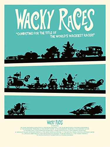 Pyramid International "Wacky Races Canvas Print, Multi-Colour, 85 x 120 x 1.3 cm
