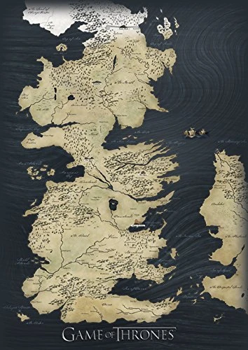 Pyramid International "Game of Thrones Map Canvas Print, Multi-Colour, 85 x 120 x 1.3 cm