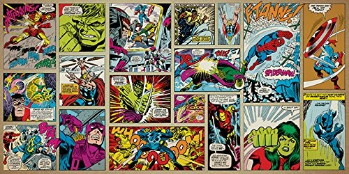 Pyramid International "Marvel Comic Panels Canvas Print, Cotton, Multi-Colour, 1.80 x 50.00 x 100.00 cm