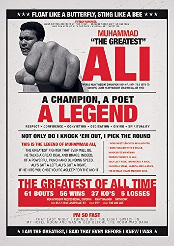 Pyramid International Muhammad Ali (Vintage Corbis) Canvas Print, Wood, Multicolour, 85 x 120 x 1.3 cm