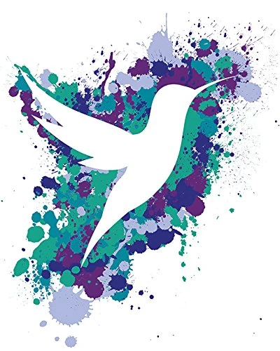 The Art Group "Art Studio Splatter Silhouette Hummingbird Canvas Print, Multi-Colour, 40 x 50 x 1.3 cm