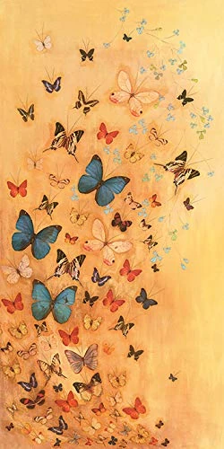 The Art Group Lily Greenwood (Butterflies on Warm Ochre) -Canvas Print 50 X 100cm, Wood, Multi-Colour, 50 x 100 x 1.3 cm