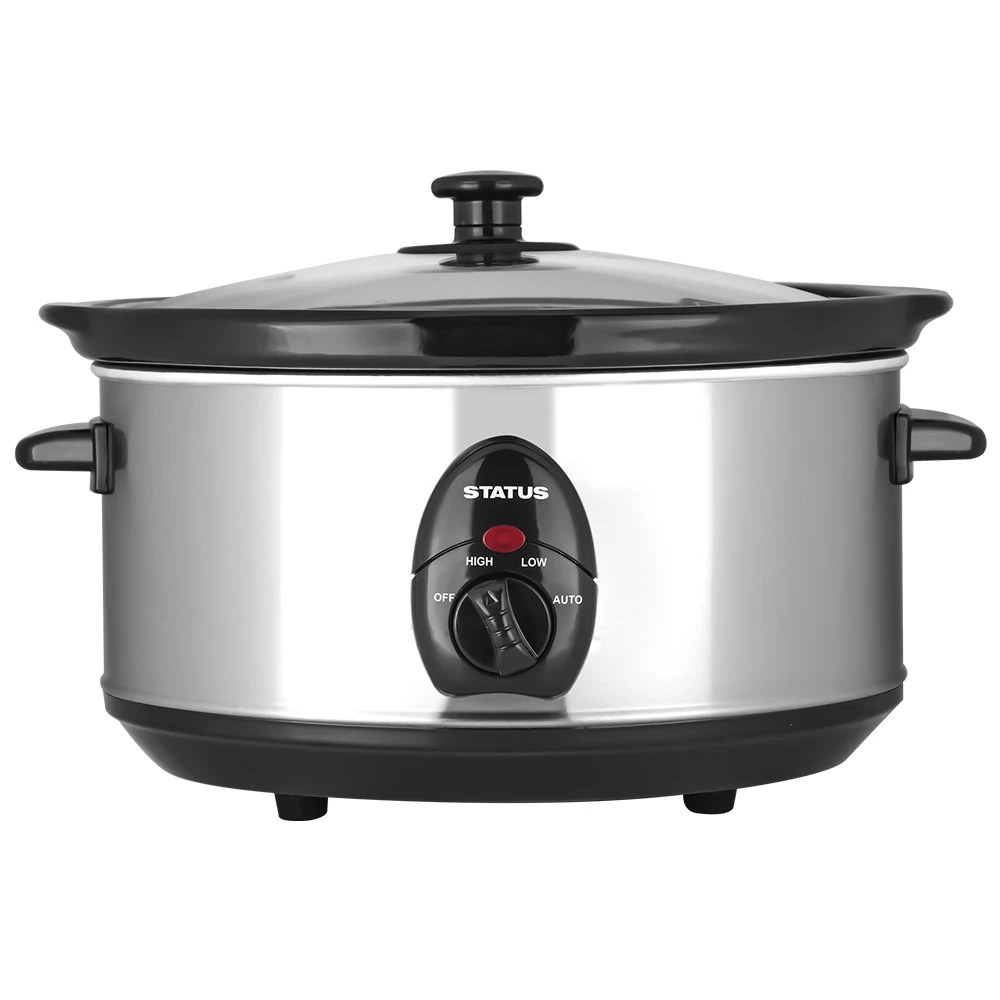 STATUS San Diego Oval Slow Cooker – 3.5 Litre, 200 W, Stainless Steel, Two Heat Settings, Removable Non‑Stick Ceramic Bowl (SANDIEGO1PKB4)
