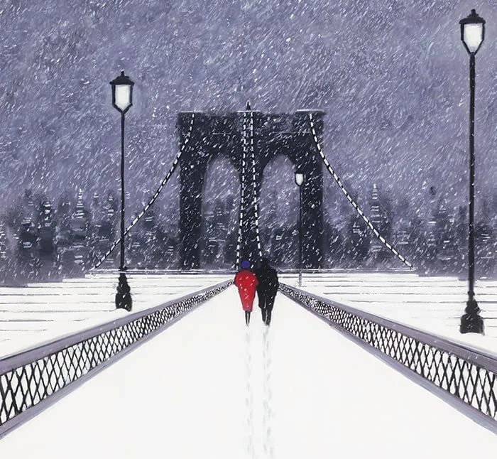 The Art Group "Jon Barker Night time Stroll Across Brooklyn Bridge New York Canvas Print, Multi-Colour, 1.80 x 85.00 x 85.00 cm