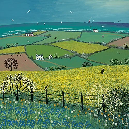 The Art Group Jo Grundy (Coastal View) -Canvas Print 60 x 60cm, Wood, Multicolour, 60 x 60 x 1.3 cm