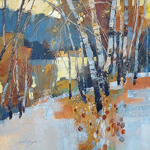 The Art Group Chris Forsey (Birch, Frost and Winter Lake) -Canvas Print 60 x 60cm, Wood, Multicolour, 60 x 60 x 1.3 cm